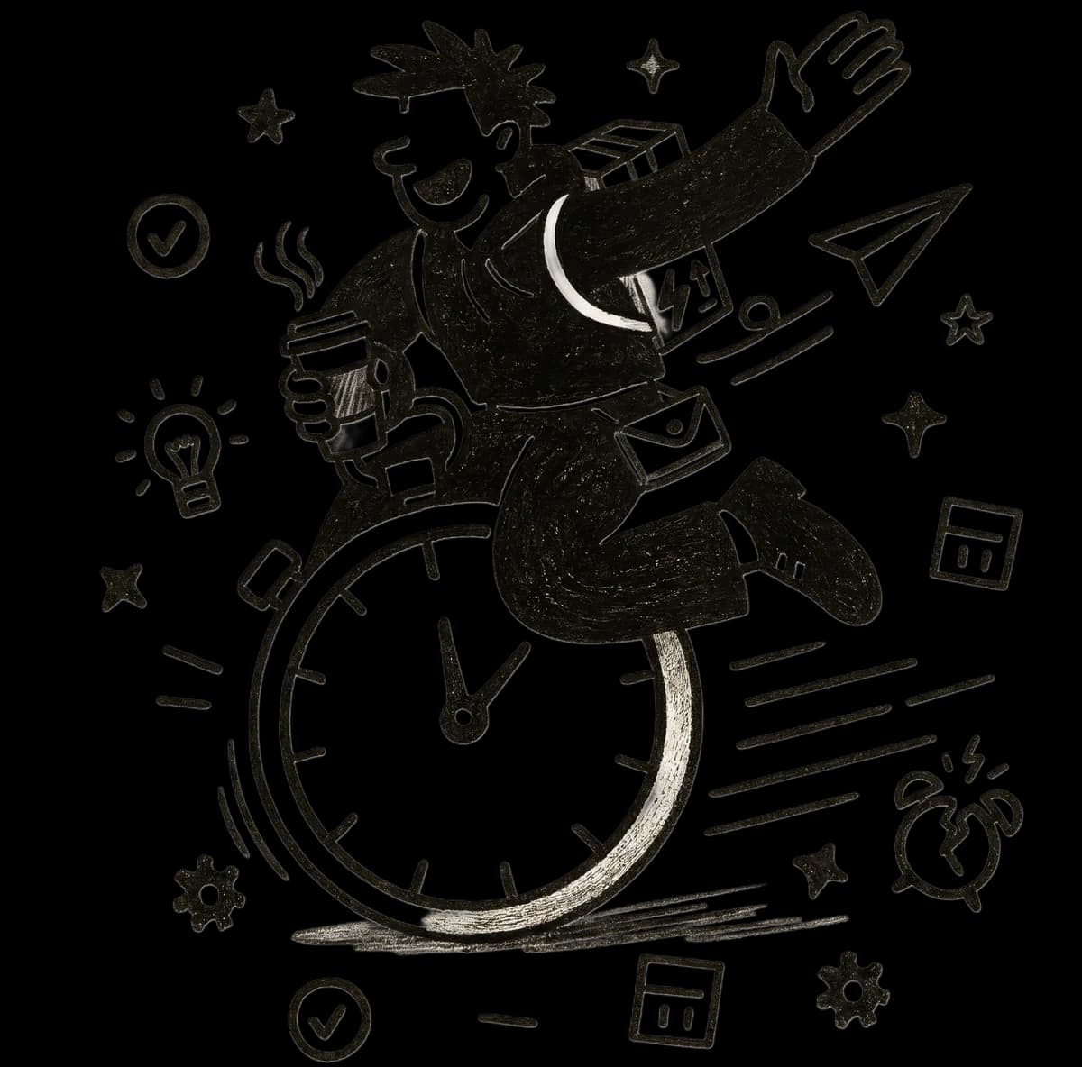 Illustration of a person running on a clock